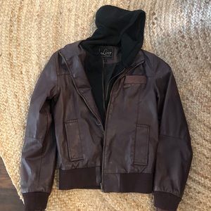 Lira Hooded Bomber Jacket Maroon - Small